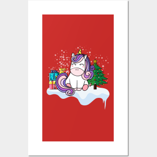 Magical Christmas Unicorn Posters and Art